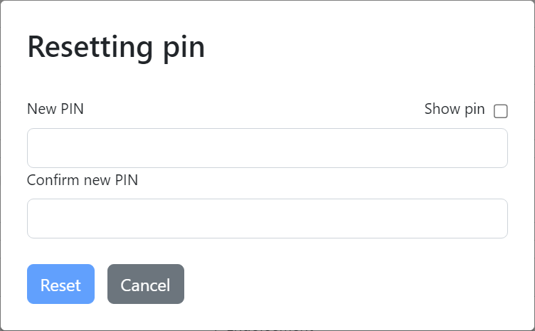 Reset PIN