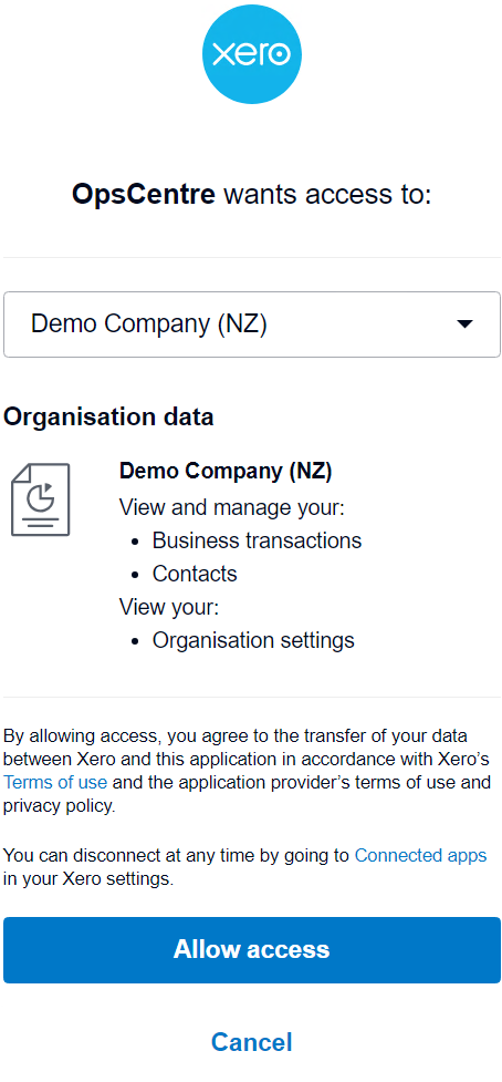 Access to Xero